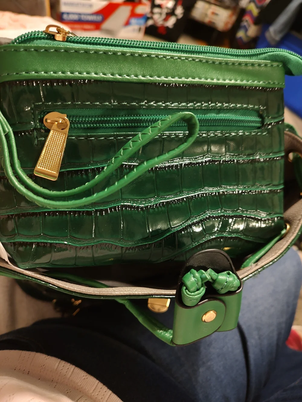 Green Croc-Embossed Mini Backpack - Unbranded